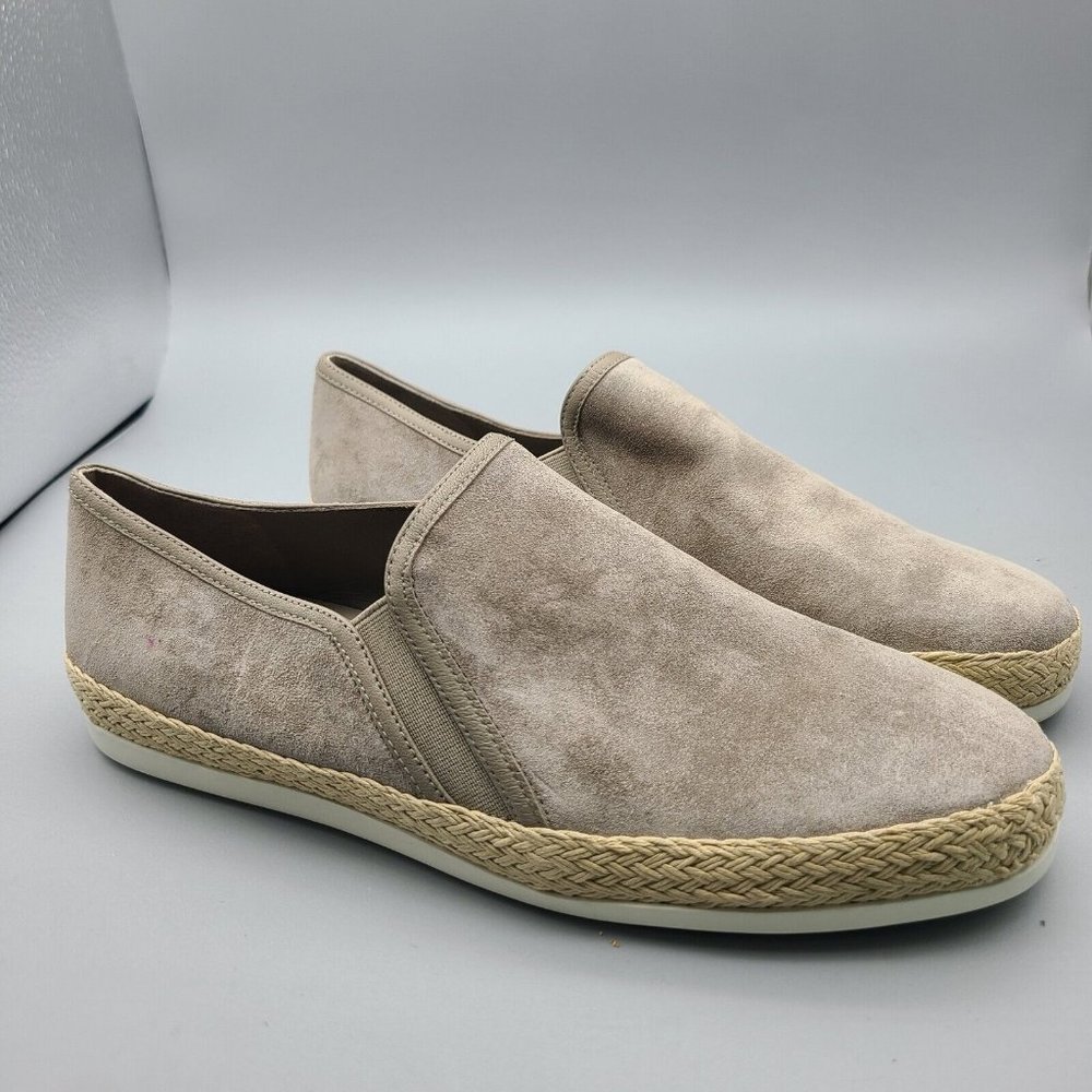 Vince women taupe gray suede Acker espadrille slip on flats shoes size US 8 8.5